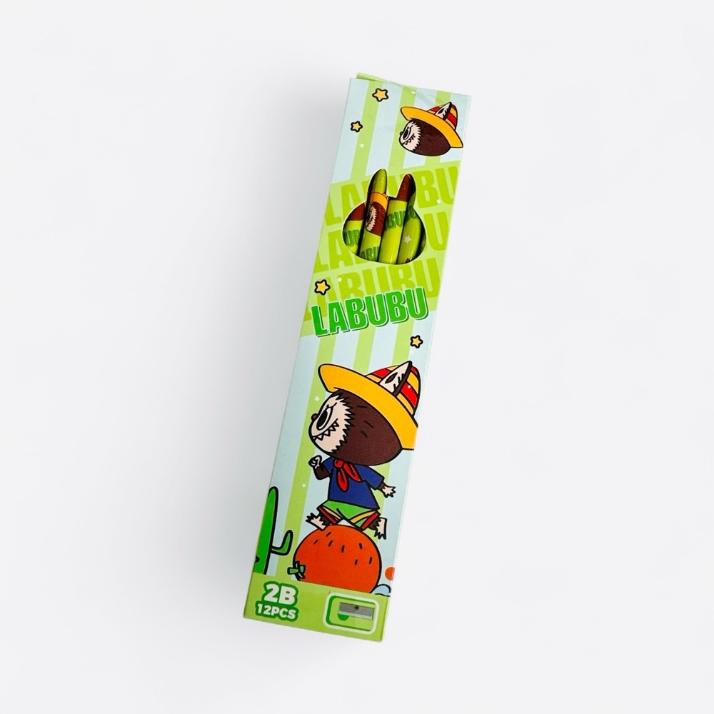 LABUBU Green Pencil Set includes 12 "2B" Pencil & Sharpener - Picture 3 of 4